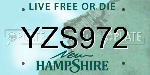 YZS972 New Hampshire License Plate