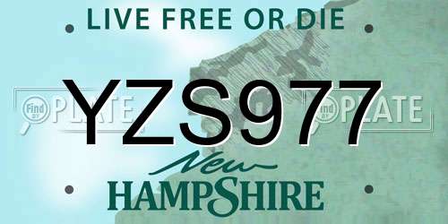 YZS977 New Hampshire License Plate