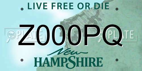 Z000PQ New Hampshire License Plate