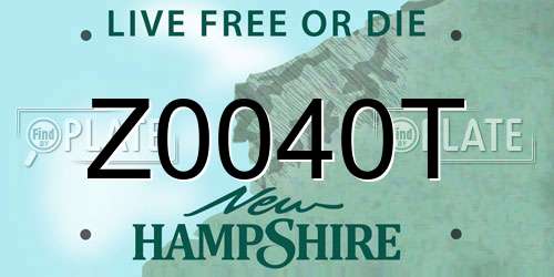 Z0040T New Hampshire License Plate