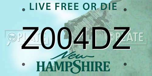 Z004DZ New Hampshire License Plate