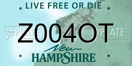 Z004OT New Hampshire License Plate