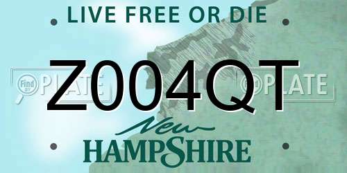 Z004QT New Hampshire License Plate