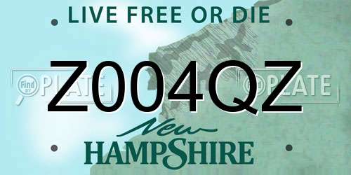 Z004QZ New Hampshire License Plate
