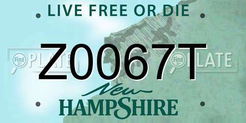 Z0067T New Hampshire License Plate