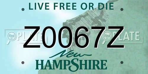 Z0067Z New Hampshire License Plate