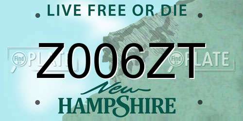 Z006ZT New Hampshire License Plate