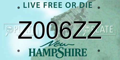 Z006ZZ New Hampshire License Plate