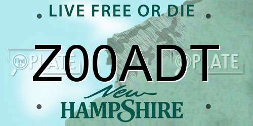 Z00ADT New Hampshire License Plate