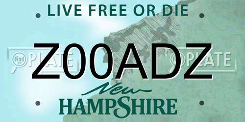 Z00ADZ New Hampshire License Plate