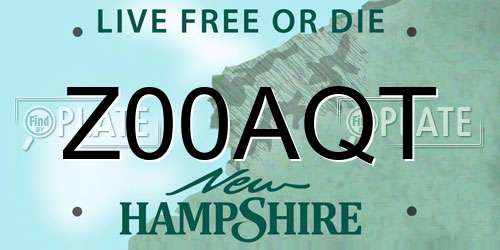 Z00AQT New Hampshire License Plate