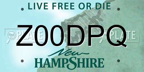 Z00DPQ New Hampshire License Plate