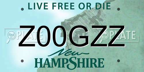 Z00GZZ New Hampshire License Plate