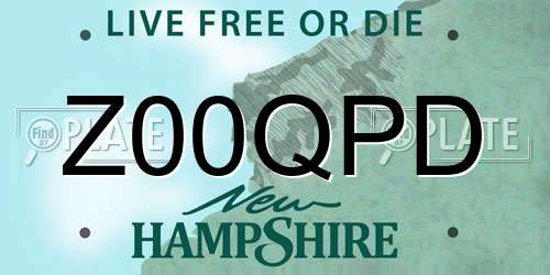 Z00QPD New Hampshire License Plate