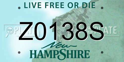 Z0138S New Hampshire License Plate