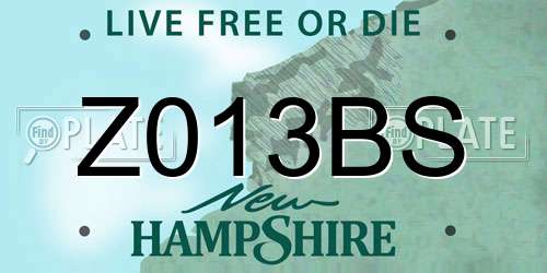 Z013BS New Hampshire License Plate