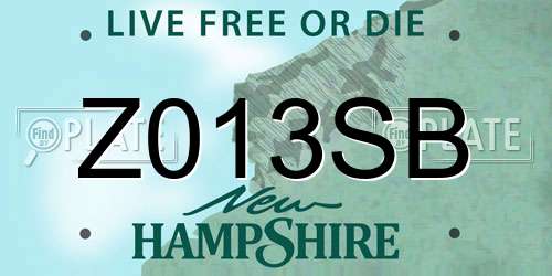 Z013SB New Hampshire License Plate