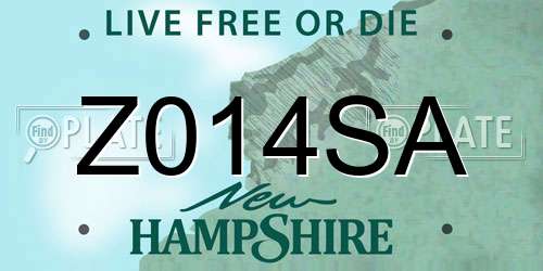 Z014SA New Hampshire License Plate