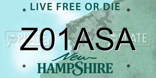 Z01ASA New Hampshire License Plate