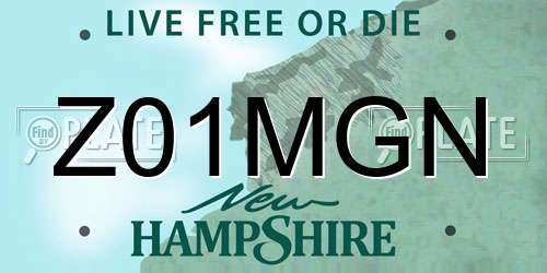 Z01MGN New Hampshire License Plate