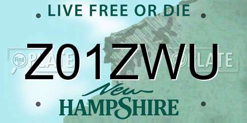 Z01ZWU New Hampshire License Plate
