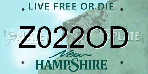 Z022OD New Hampshire License Plate