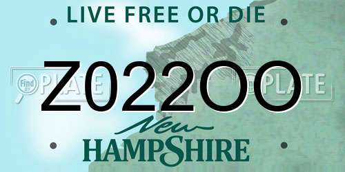 Z022OO New Hampshire License Plate