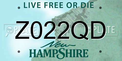 Z022QD New Hampshire License Plate