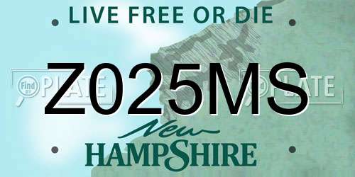 Z025MS New Hampshire License Plate