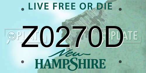 Z0270D New Hampshire License Plate