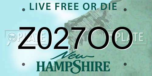 Z027OO New Hampshire License Plate