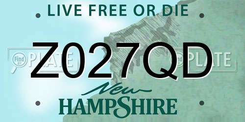 Z027QD New Hampshire License Plate