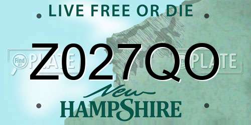 Z027QO New Hampshire License Plate