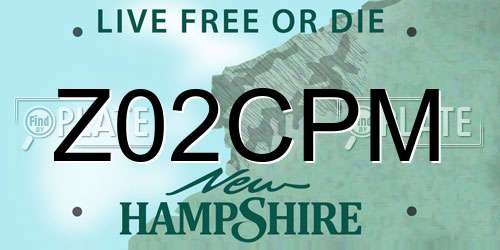 Z02CPM New Hampshire License Plate