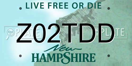Z02TDD New Hampshire License Plate