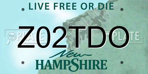 Z02TDO New Hampshire License Plate