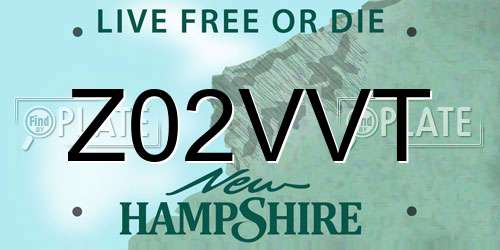 Z02VVT New Hampshire License Plate