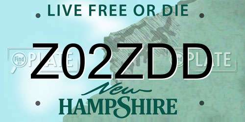 Z02ZDD New Hampshire License Plate