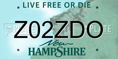 Z02ZDO New Hampshire License Plate