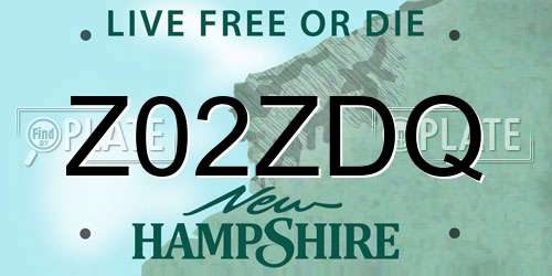 Z02ZDQ New Hampshire License Plate