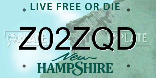 Z02ZQD New Hampshire License Plate
