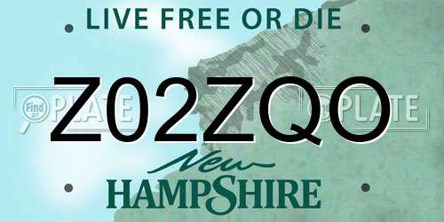 Z02ZQO New Hampshire License Plate