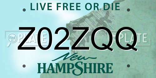 Z02ZQQ New Hampshire License Plate