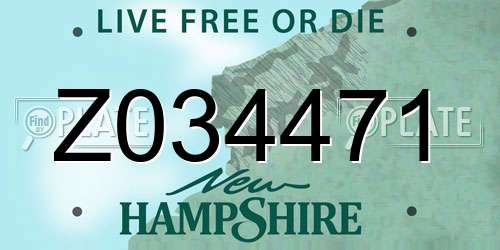 Z034471 New Hampshire License Plate