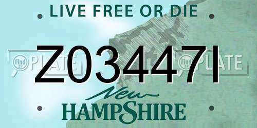 Z03447I New Hampshire License Plate