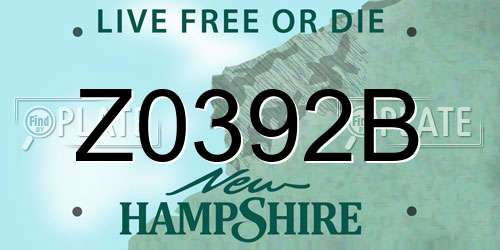 Z0392B New Hampshire License Plate