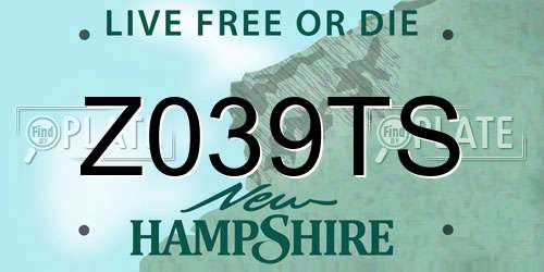 Z039TS New Hampshire License Plate
