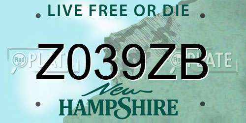 Z039ZB New Hampshire License Plate