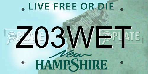 Z03WET New Hampshire License Plate