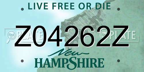 Z04262Z New Hampshire License Plate